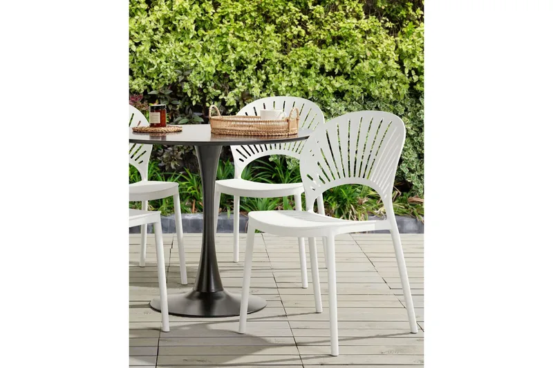 Casarano Ruokatuoli Ulkokäyttöön - Valkoinen - Puutarhakalusteet - Puutarhatuoli - Karmituoli ulos
