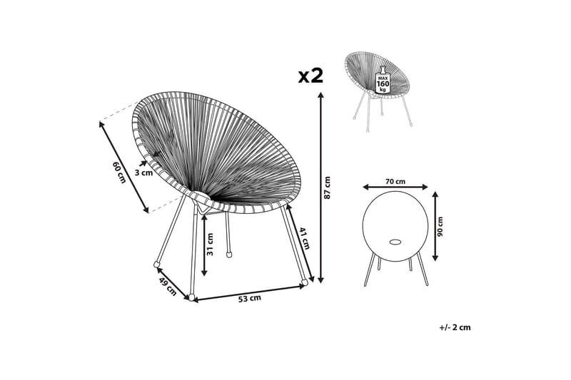 Cayaco Ulkotuoli - Oranssi/Musta - Puutarhakalusteet - Puutarhatuoli - Ulkotilan nojatuolit