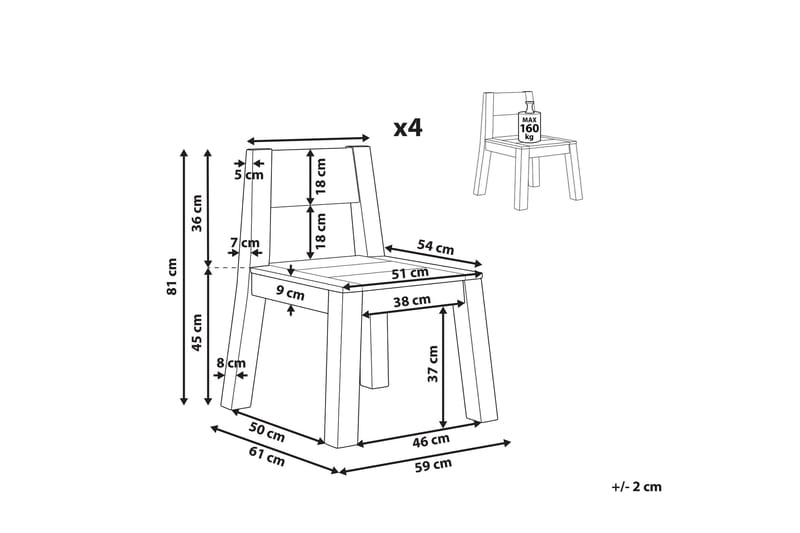 Coteto Ruokatuoli Ulkokäyttöön - Vaalean Ruskea - Puutarhakalusteet - Puutarhatuoli - Karmituoli ulos