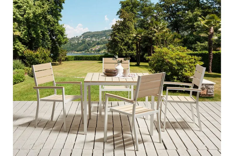 Edmundston Käsinojatuoli - Beige/Valkoinen - Puutarhakalusteet - Puutarhatuoli - Karmituoli ulos