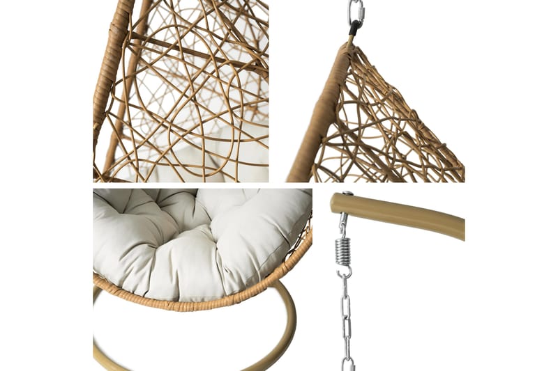 Fogo Riippukeinu Ulkokäyttöön – Riipputuoli – Keinu jalustalla parvekkeelle terassille 95 cm - Ruskea/Beige - Puutarhakalusteet - Puutarhatuoli - Riipputuoli