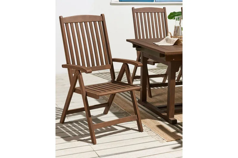 Hopfällbar möbeluppsättning Beliani Amantea Dark wood - Puutarhakalusteet - Puutarhatuoli - Parveketuoli & taittotuoli ulos