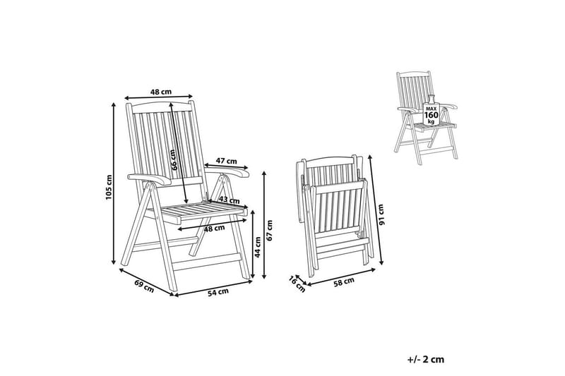 Hopfällbar möbeluppsättning Beliani Amantea Dark wood - Puutarhakalusteet - Puutarhatuoli - Parveketuoli & taittotuoli ulos