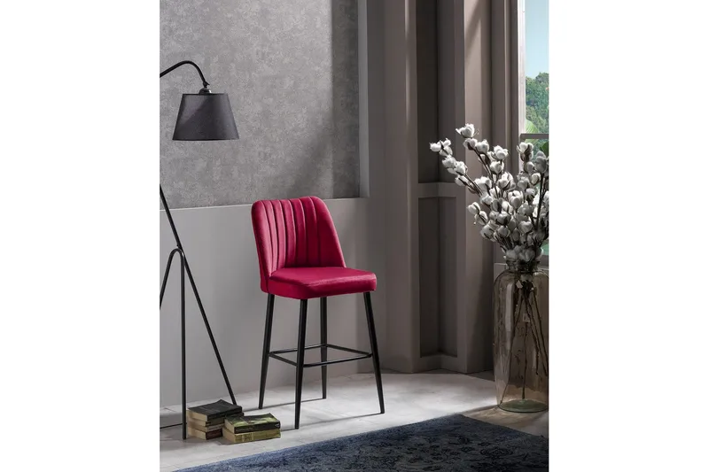 Huddy Baarituoli Utomhus 99 cm - Punainen/Musta - Puutarhakalusteet - Puutarhatuoli - Ulkotilan baarituoli