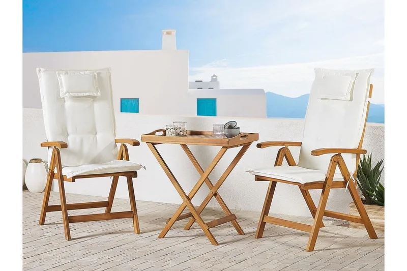 Java Puutarhatuoli 2 kpl Akaasia Pehmusteella - Puu/Luonnonväri - Puutarhakalusteet - Puutarhatuoli - Karmituoli ulos