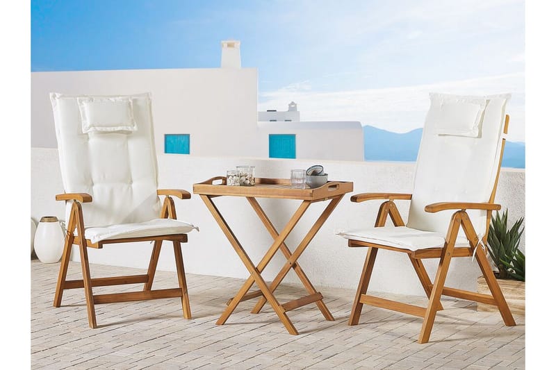 Java Puutarhatuoli 2 kpl Akaasia Pehmusteella - Puu/Luonnonväri - Puutarhakalusteet - Puutarhatuoli - Karmituoli ulos