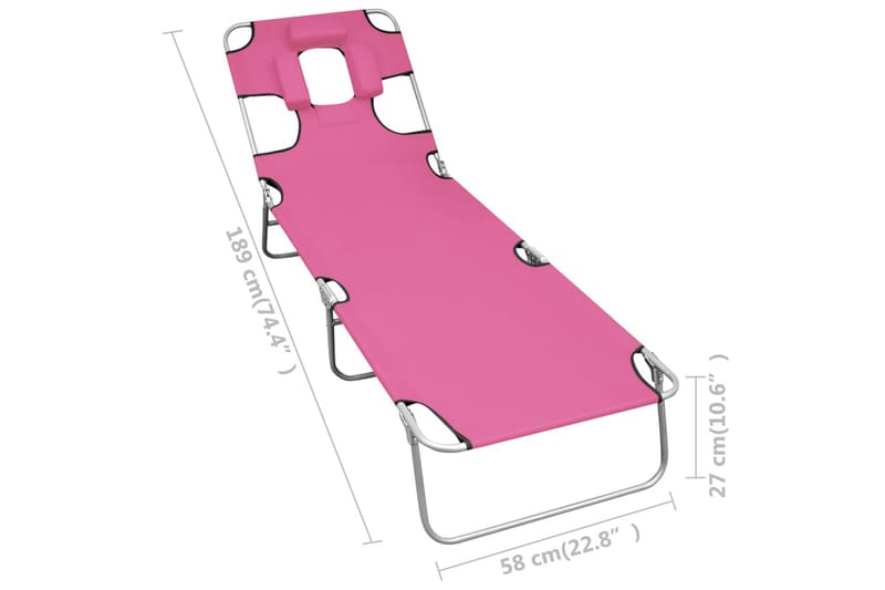 Kokoontaitettava aurinkotuoli päätuella teräs magenta pinkki - Pinkki - Puutarhakalusteet - Puutarhatuoli - Aurinkosänky & aurinkovaunu