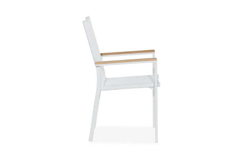 Las Vegas Pinottava Tuoli Ulkokäyttöön - Valkoinen/Tiikki - Puutarhakalusteet - Puutarhatuoli - Karmituoli ulos