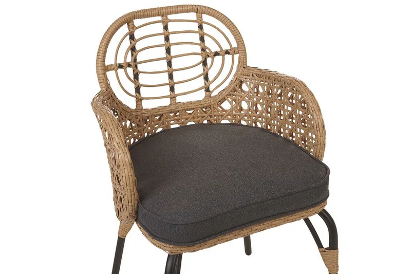 Leamington Käsinojatuoli - Luonnollinen/Beige/Harmaa/Musta - Puutarhakalusteet - Puutarhatuoli - Karmituoli ulos