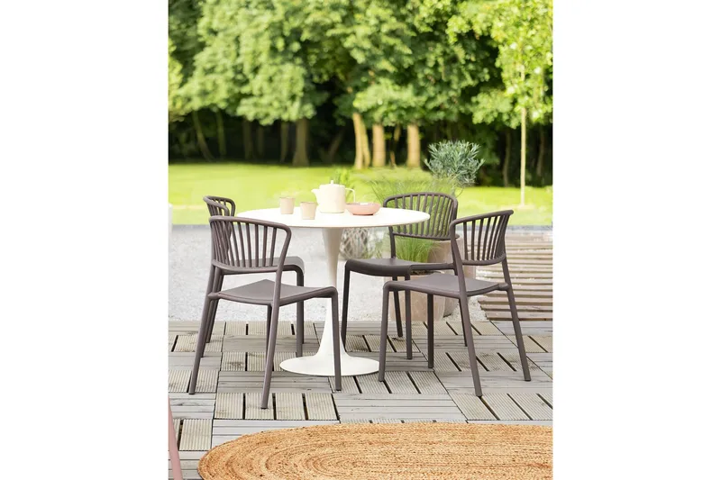 Leverano Ruokatuoli Ulkokäyttöön - Beige - Puutarhakalusteet - Puutarhatuoli - Karmituoli ulos