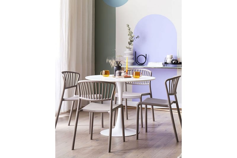 Leverano Ruokatuoli Ulkokäyttöön - Beige - Puutarhakalusteet - Puutarhatuoli - Karmituoli ulos