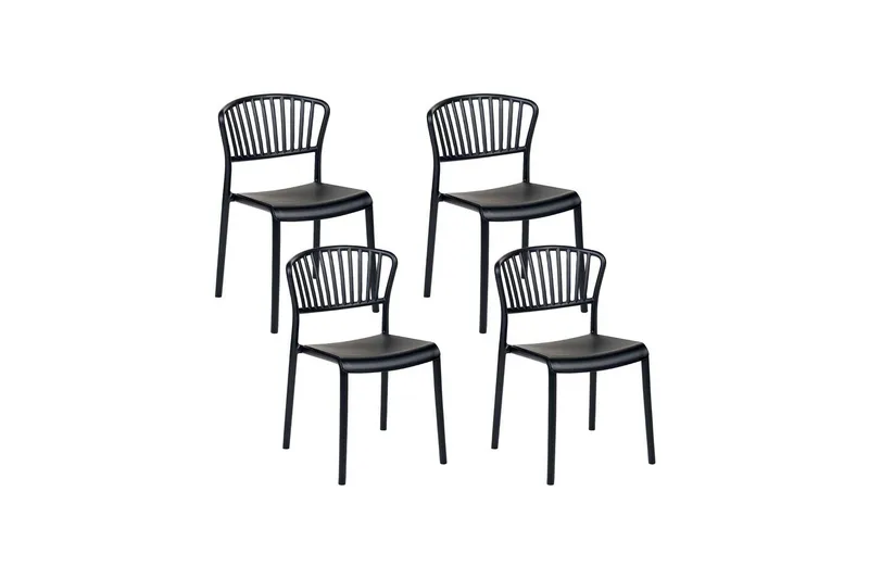 Leverano Ruokatuoli Ulkokäyttöön - Musta - Puutarhakalusteet - Puutarhatuoli - Karmituoli ulos