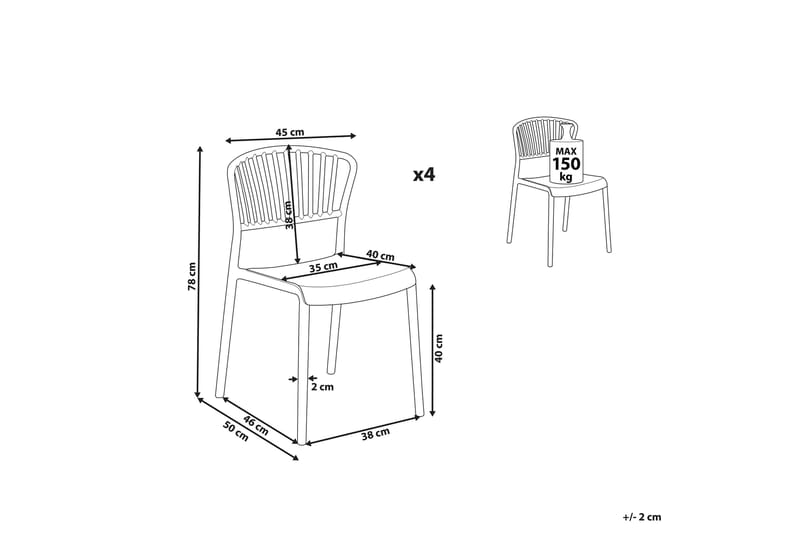Leverano Ruokatuoli Ulkokäyttöön - Musta - Puutarhakalusteet - Puutarhatuoli - Karmituoli ulos