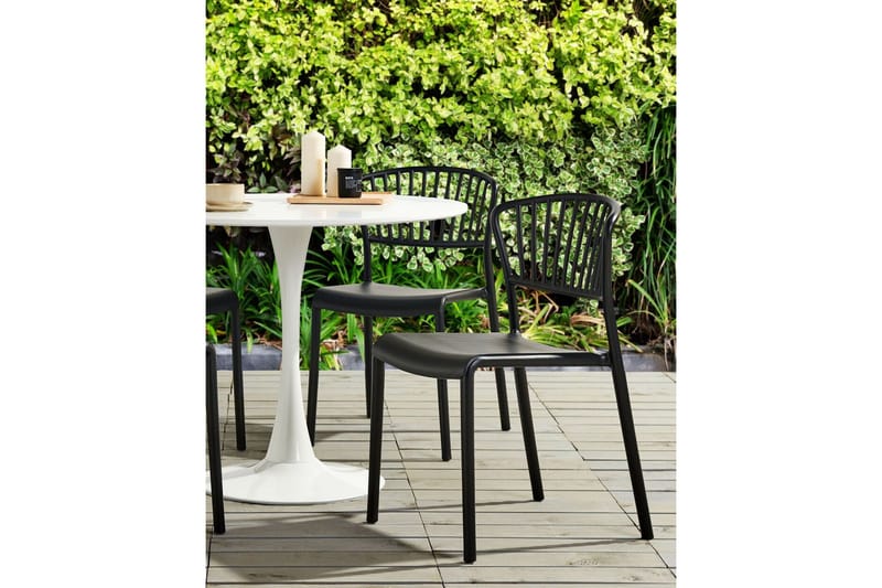 Leverano Ruokatuoli Ulkokäyttöön - Musta - Puutarhakalusteet - Puutarhatuoli - Karmituoli ulos