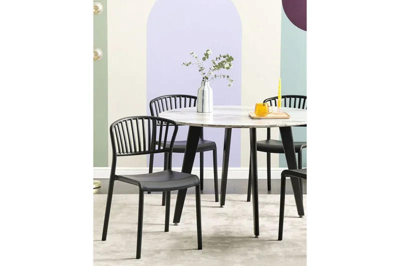 Leverano Ruokatuoli Ulkokäyttöön - Musta - Puutarhakalusteet - Puutarhatuoli - Karmituoli ulos