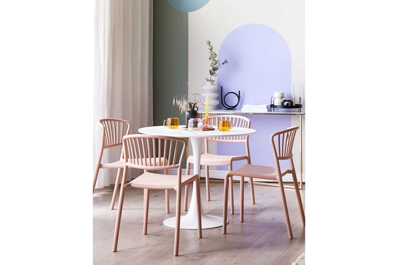 Leverano Ruokatuoli Ulkokäyttöön - Vaaleanpunainen - Puutarhakalusteet - Puutarhatuoli - Karmituoli ulos