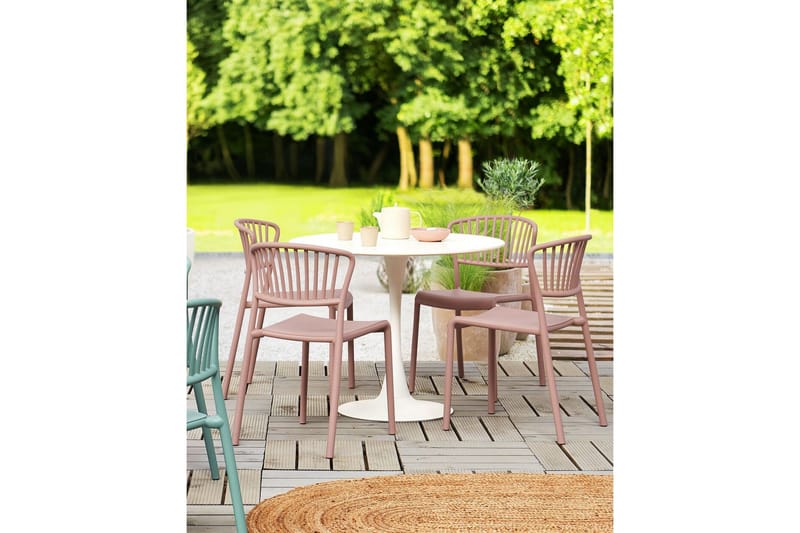 Leverano Ruokatuoli Ulkokäyttöön - Vaaleanpunainen - Puutarhakalusteet - Puutarhatuoli - Karmituoli ulos