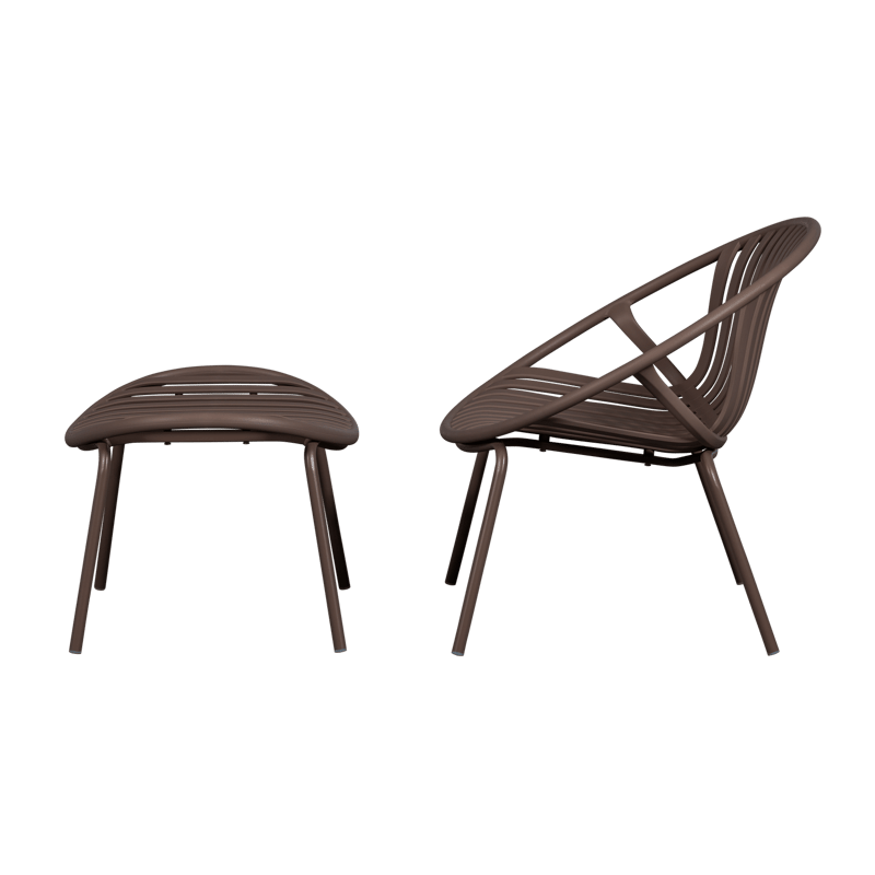 Lounge-tuoli + rahi Bruce ulkokäyttöön - Lila/Ruskea - Puutarhakalusteet - Puutarhatuoli - Ulkotilan nojatuolit