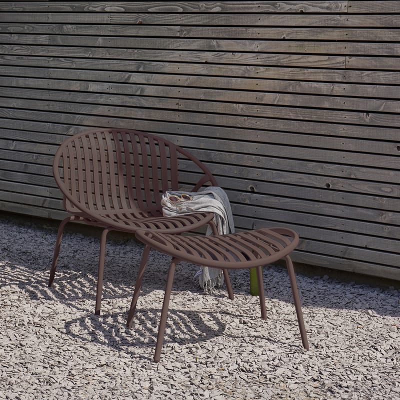 Lounge-tuoli + rahi Bruce ulkokäyttöön - Lila/Ruskea - Puutarhakalusteet - Puutarhatuoli - Ulkotilan nojatuolit