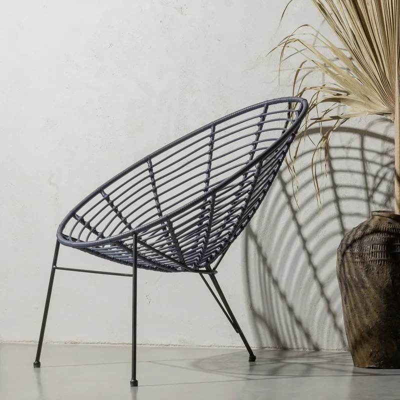 Lounge-tuoli Jane 72 cm ulkokäyttöön - Muste - Puutarhakalusteet - Puutarhatuoli - Ulkotilan nojatuolit