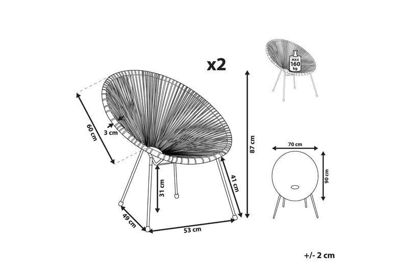 Maniwaki Ulkotuoli - Valkoinen Musta - Puutarhakalusteet - Puutarhatuoli - Ulkotilan nojatuolit