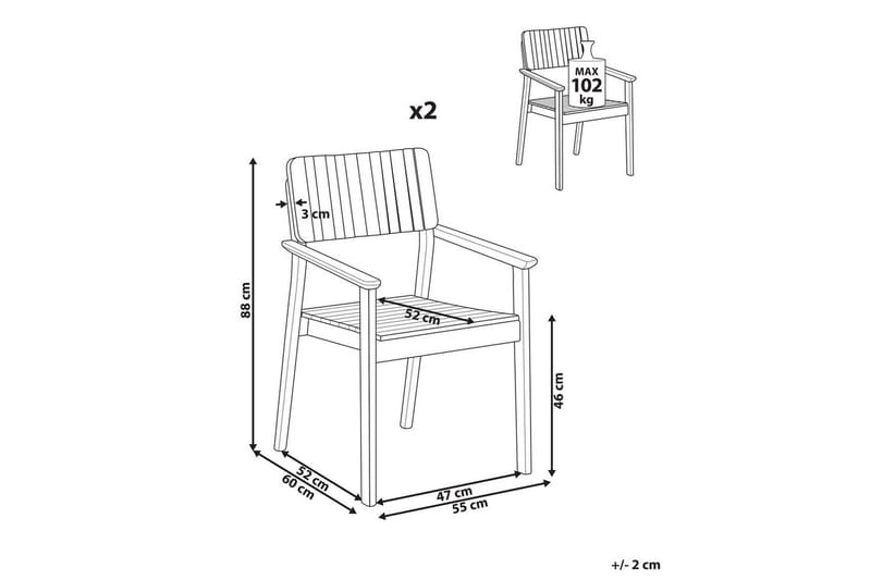 Matstol Beliani Agello set om 2 Light wood - Puutarhakalusteet - Puutarhatuoli - Karmituoli ulos