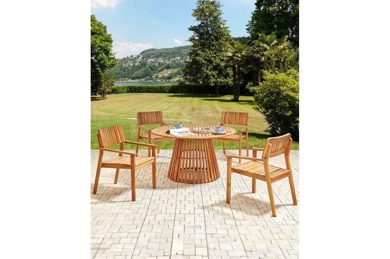 Matstol Beliani Agello set om 4 Light wood - Puutarhakalusteet - Puutarhatuoli - Karmituoli ulos
