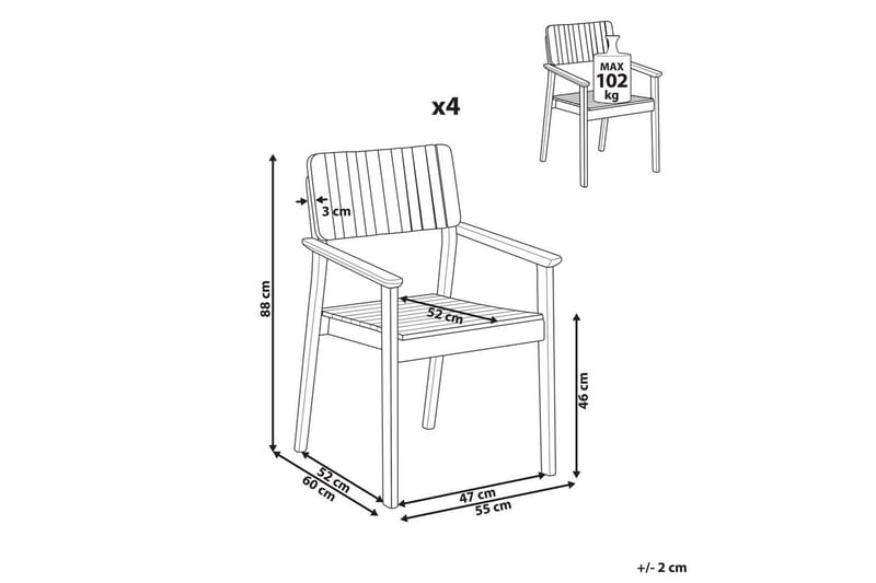Matstol Beliani Agello set om 4 Light wood - Puutarhakalusteet - Puutarhatuoli - Karmituoli ulos
