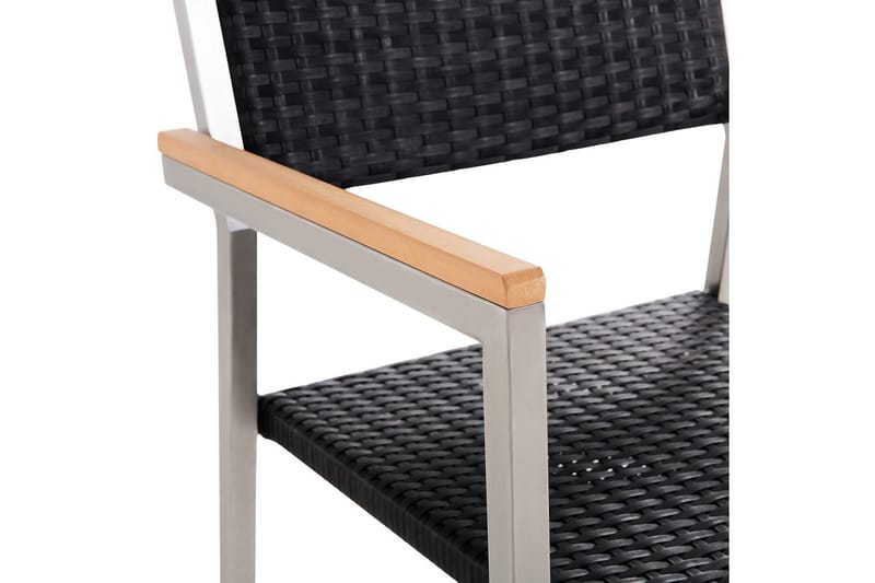 Matstol Beliani Grosseto set om 6 Sandbeige/silver/ljust trä Black||Silver - Puutarhakalusteet - Puutarhatuoli - Karmituoli ulos