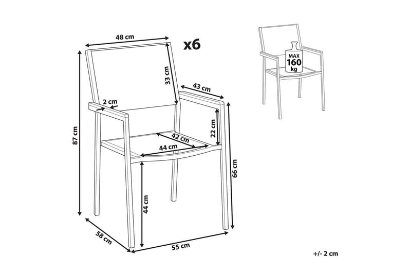 Matstol Beliani Grosseto set om 6 Sandbeige/silver/ljust trä Sand beige||Silver||Light wood - Puutarhakalusteet - Puutarhatuoli - Karmituoli ulos