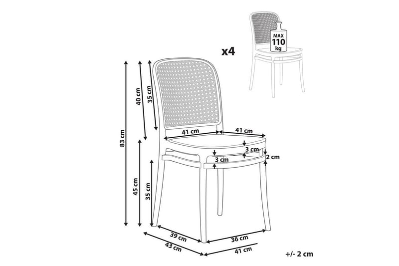 Matstol Beliani Plose set om 4 Beige - Puutarhakalusteet - Puutarhatuoli - Karmituoli ulos