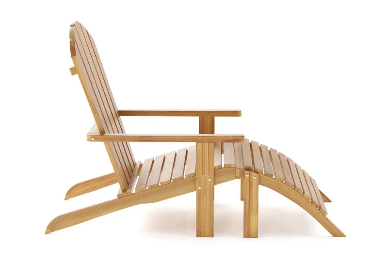 Menorca käsinojallinen aurinkotuoli puusta - Tiikki / Luonnonväri - Puutarhakalusteet - Puutarhatuoli - Ulkotilan nojatuolit