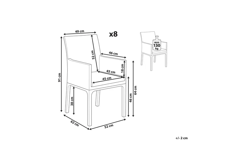 Monteroni Käsinojatuoli - Harmaa/Valkoinen - Puutarhakalusteet - Puutarhatuoli - Karmituoli ulos