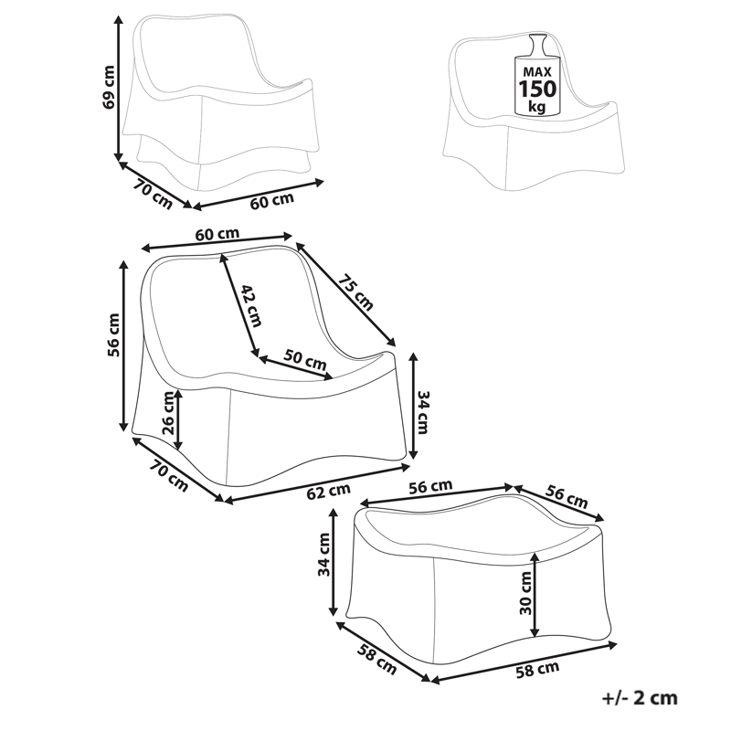 Nojatuoli ulos jalkarahilla Aigani rottinki - Luonnonvärinen/beige - Puutarhakalusteet - Puutarhatuoli - Ulkotilan nojatuolit