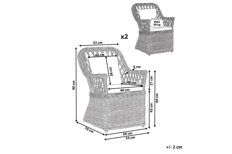 Nojatuolipaketti, 2 kpl Maros II - Puutarhakalusteet - Puutarhatuoli - Karmituoli ulos