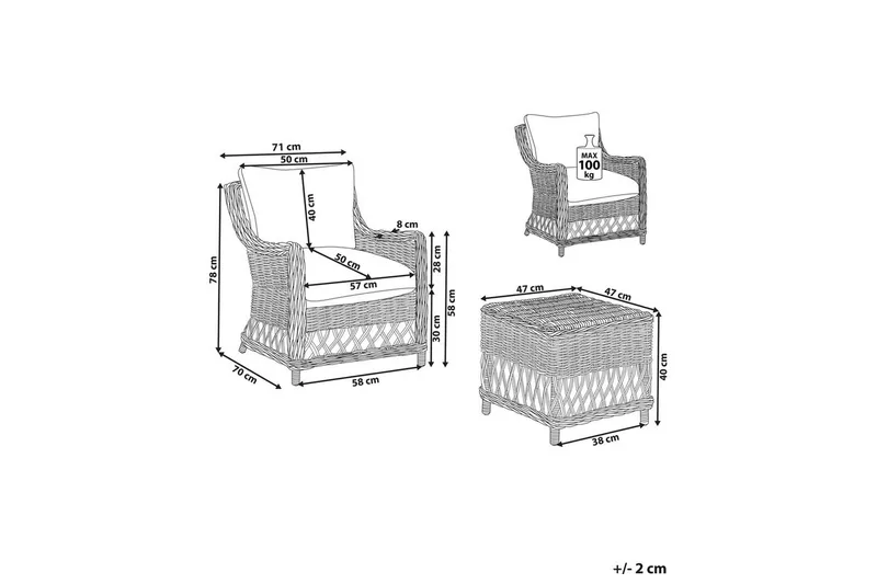 Nojatuolisetti, 2 kpl Ribolla - Puutarhakalusteet - Puutarhatuoli - Karmituoli ulos