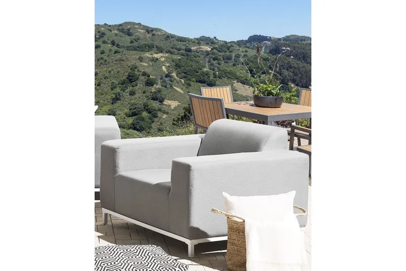 Nojatuolisetti, 2 kpl Rovigo - Vaaleanharmaa, Valkoinen, Vaaleanharmaa, valkoinen - Puutarhakalusteet - Puutarhatuoli - Ulkotilan nojatuolit