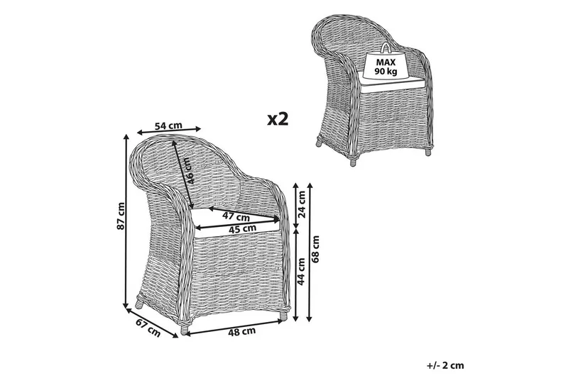 Nojatuolisetti, 2 kpl Susua - Puutarhakalusteet - Puutarhatuoli - Karmituoli ulos