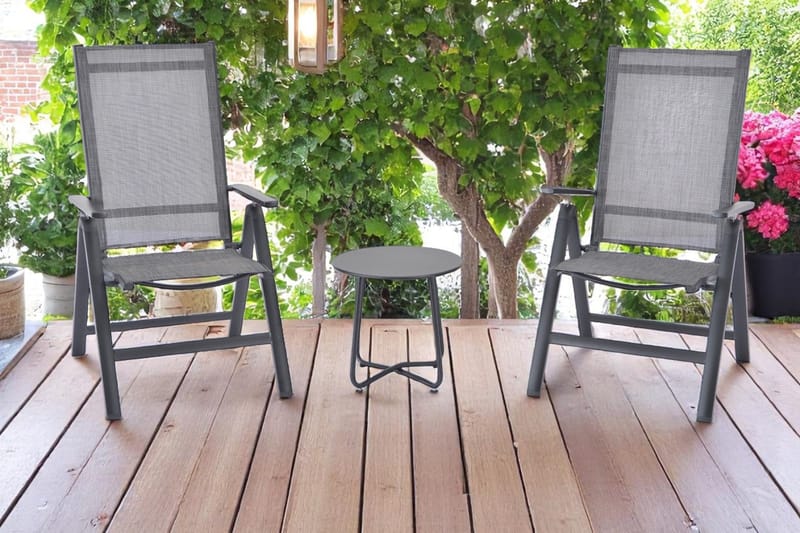 Palermo Ulkono nojatuoli 3-asentoinen taitettava - Musta - Puutarhakalusteet - Puutarhatuoli - Säätötuoli