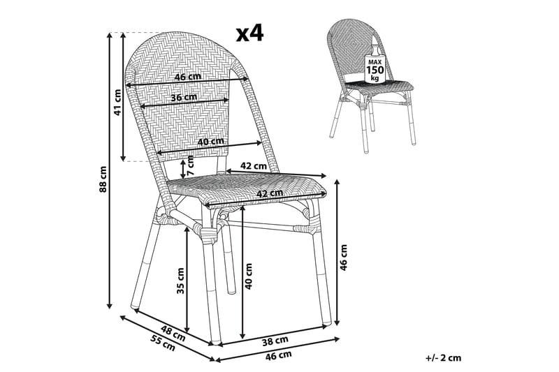 Puutarhatuoli 4 kpl Sininen/Valkoinen Rifreddo - Sininen - Puutarhakalusteet - Puutarhatuoli - Parveketuoli & taittotuoli ulos