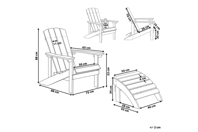 Puutarhatuoli jalkarahilla Vihreä ADIRONDACK - Vihreä - Puutarhakalusteet - Puutarhatuoli - Aurinkotuoli - Kansituoli