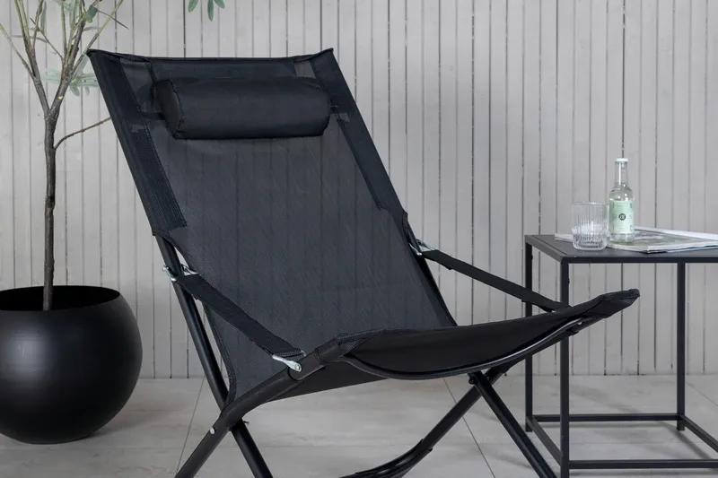 Relaxstol Seville Taitettava pehmusteella - Musta - Puutarhakalusteet - Puutarhatuoli - Parveketuoli & taittotuoli ulos