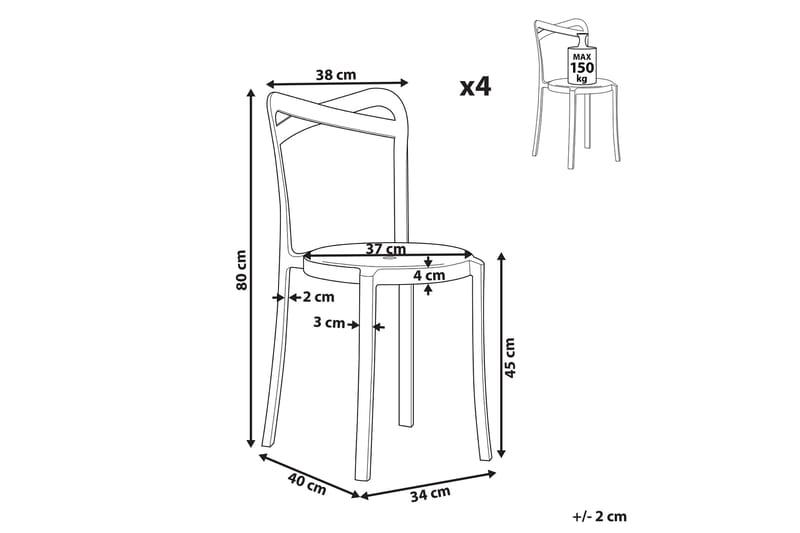 Tuoli 4 kpl Valkoinen CAMOGLI - Valkoinen - Puutarhakalusteet - Puutarhatuoli - Parveketuoli & taittotuoli ulos