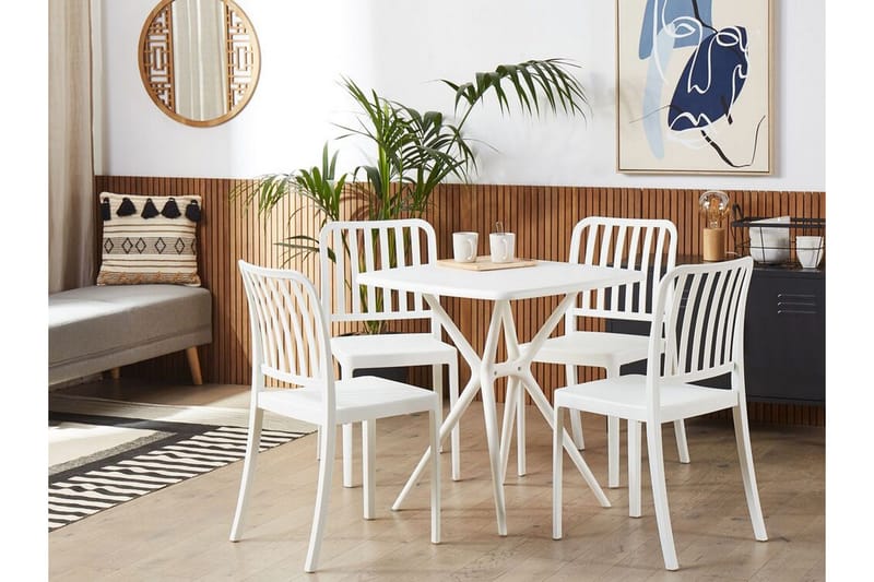 Pesaro Ruokatuoli Ulkokäyttöön - Valkoinen - Puutarhakalusteet - Puutarhatuoli - Karmituoli ulos