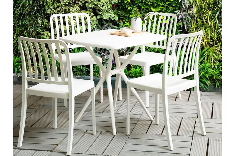 Pesaro Ruokatuoli Ulkokäyttöön - Valkoinen - Puutarhakalusteet - Puutarhatuoli - Karmituoli ulos