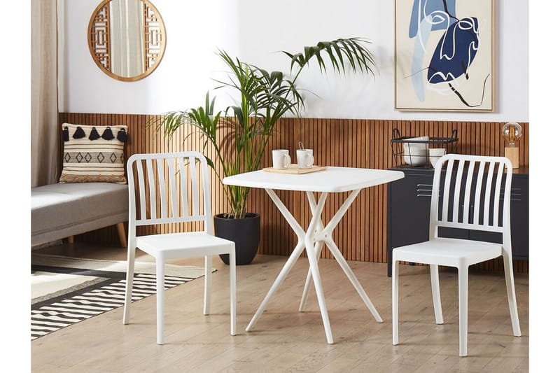 Pesaro Ruokatuoli Ulkokäyttöön - Valkoinen - Puutarhakalusteet - Puutarhatuoli - Karmituoli ulos