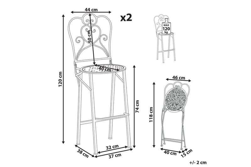 Puutarhabaarituolit, 2 kpl Trieste - Puutarhakalusteet - Puutarhatuoli - Ulkotilan baarituoli