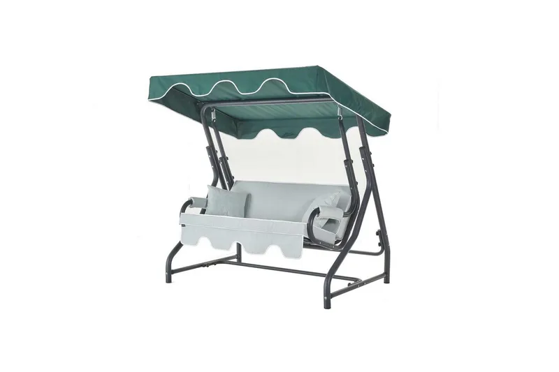 Puutarhan kaksinkertainen keinutuoli Laziuki (170 x 165 x 110 cm) Vaaleanharmaa Vihreä, Vaaleanharmaa Vihreä