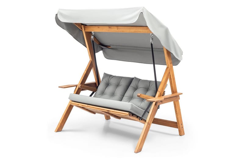 Puutarhan kaksinkertainen keinutuoli Limca Keinu Harmaa - Harmaa - Puutarhakalusteet - Puutarhatuoli - Riipputuoli