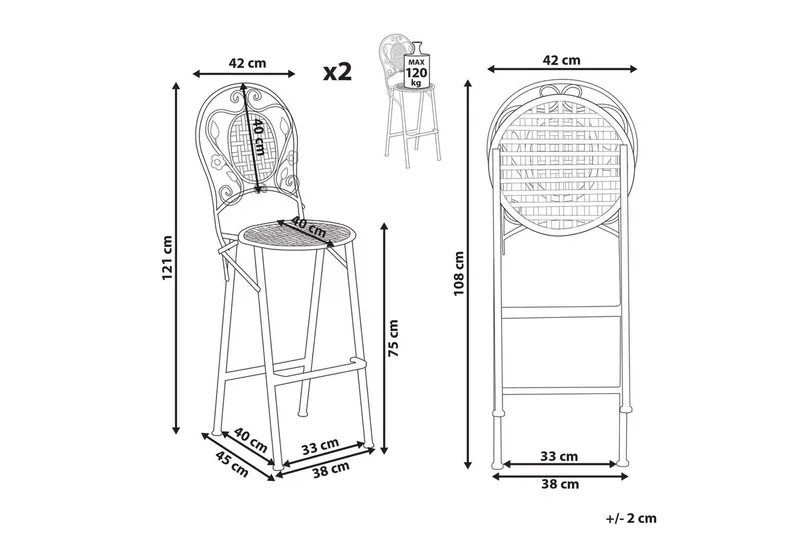 Puutarhatuoli, 2 kpl Bivio - Puutarhakalusteet - Puutarhatuoli - Parveketuoli & taittotuoli ulos